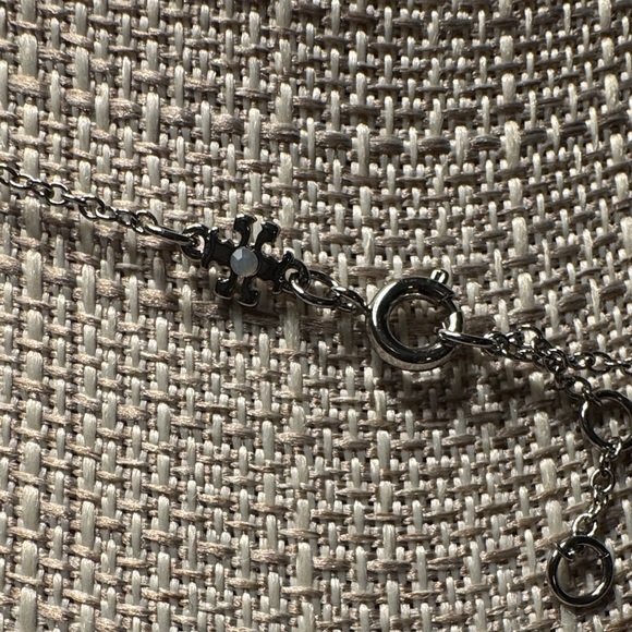 NWOT Tory Burch Miller Pave Necklace in Silver with Crystals and Pearls - Picture 4 of 4